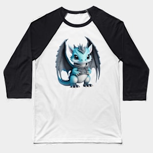 Cute Blue Baby Dragon Wearing a Warm Jacket Baseball T-Shirt